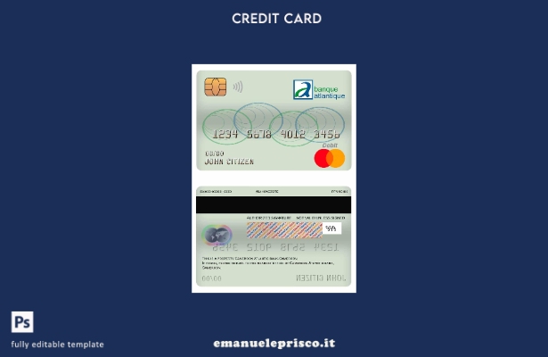 modello di carta di debito mastercard della banca Atlantic Bank del Camerun stil